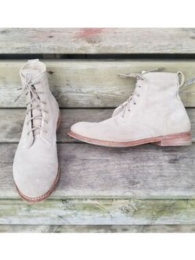 Vintage Shoe Company Lilly Tan Suede Leather‎ Lace-up Combat Hiking Boots 10
